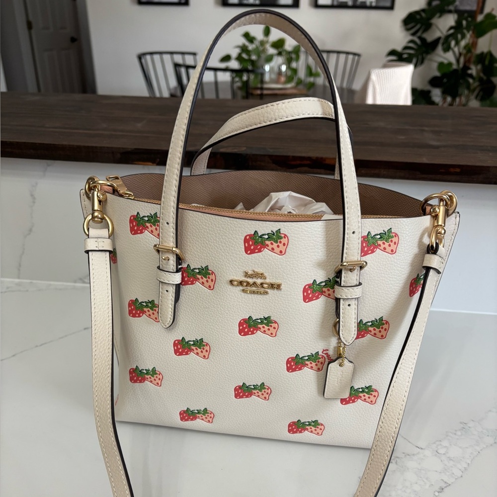 Coach Cream Crossbody Bag with Strawberry Print